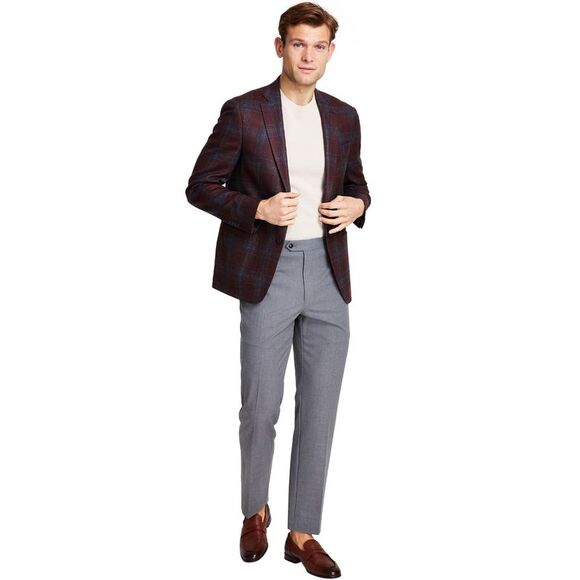 Michael Kors Mens Classic Fit Wool Plaid Sport Coat 44 Long Brick/Blue  NWT $375 - Picture 2 of 2